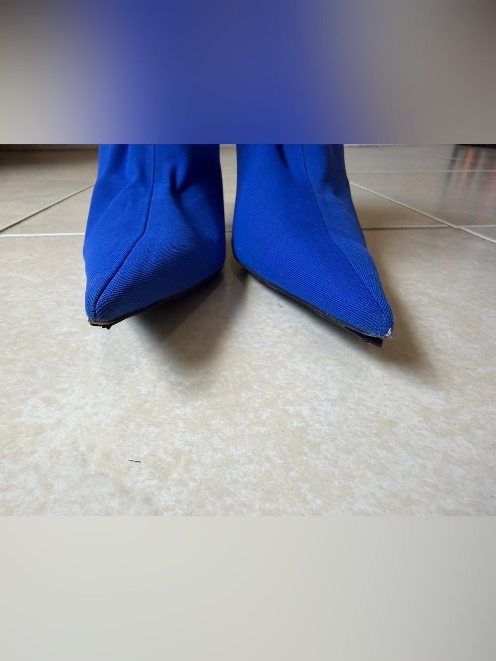 Balenciaga Women’s 10(40) Blue Knife Bootie Spandex Pointed Toe - Picture 3 of 16